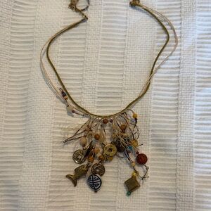 Bohemian Charm Necklace with Gold and Multicolor Accents